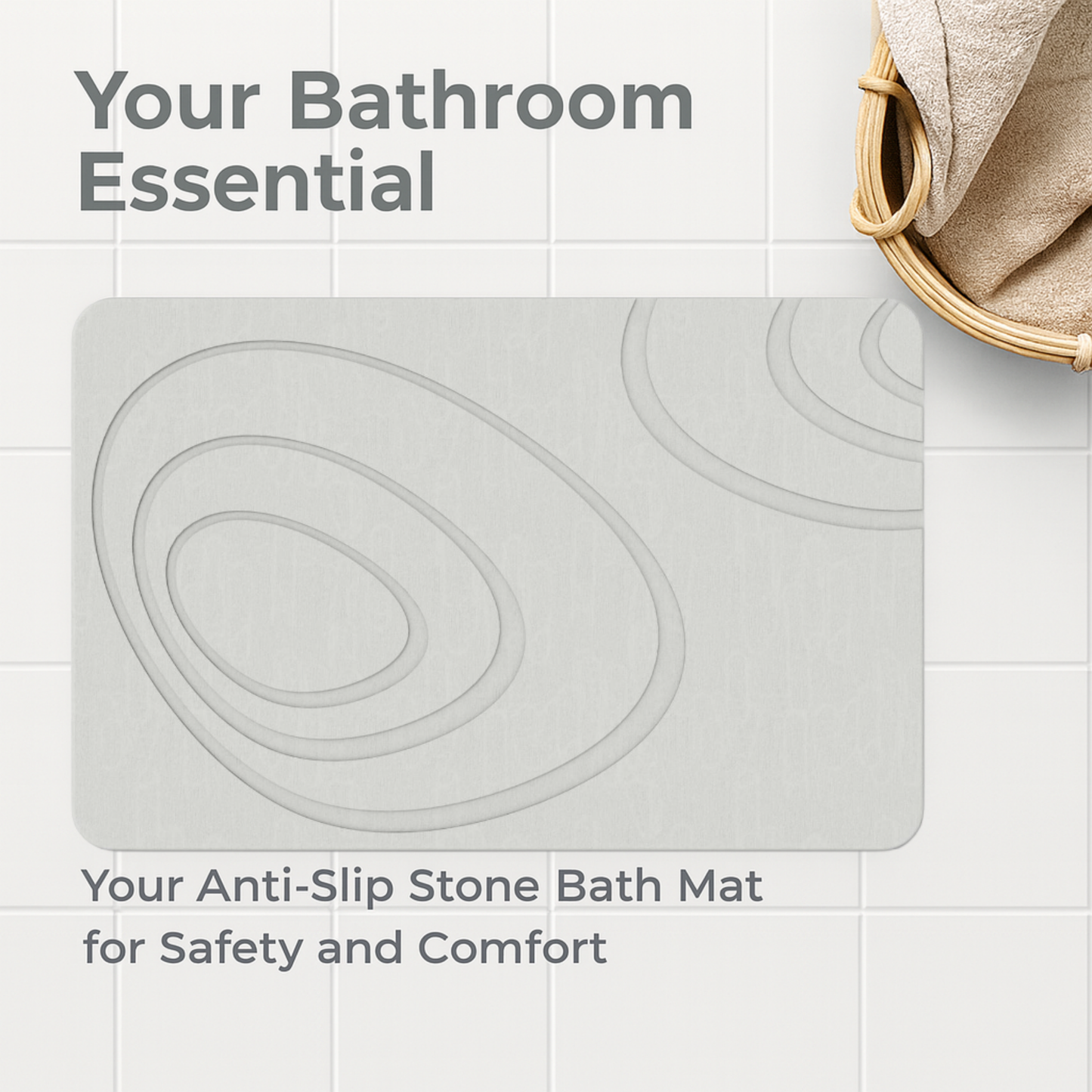 Welluna Stone Bath Mat – Beige