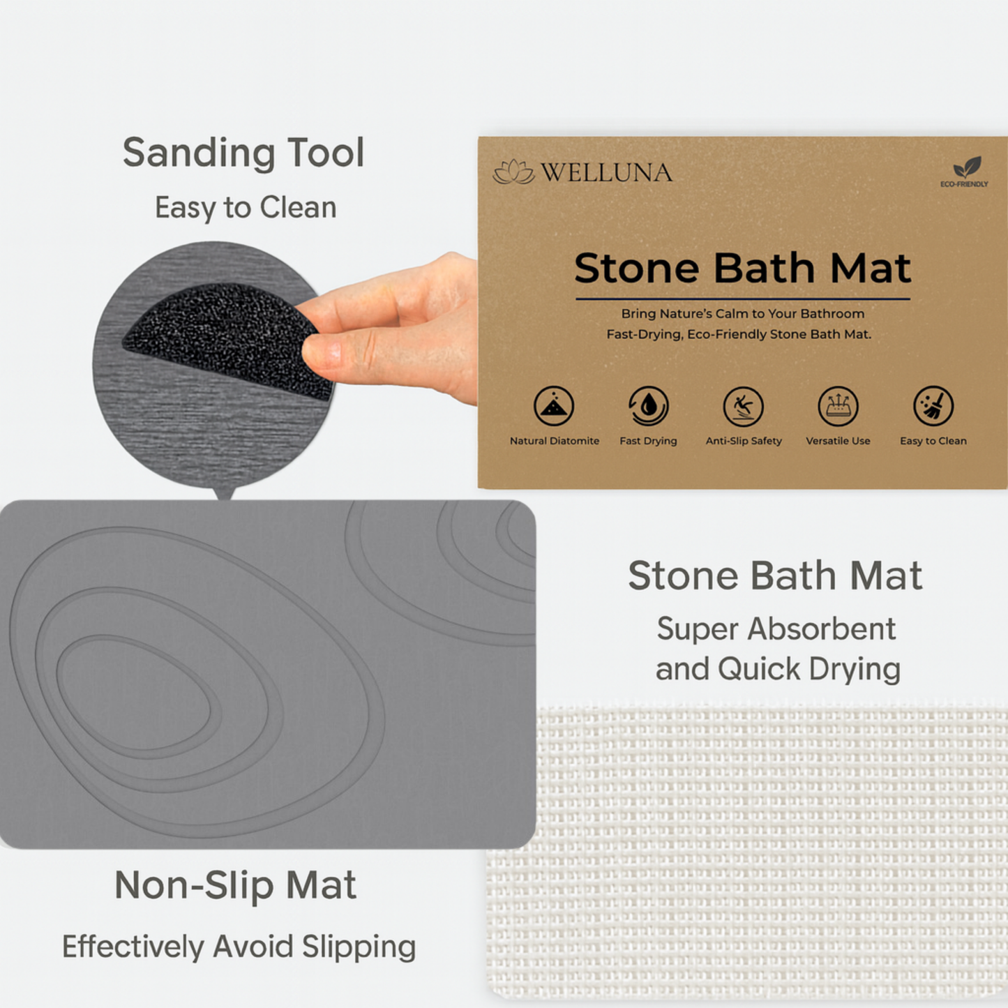 Stone Bath Mat – Dark Gray